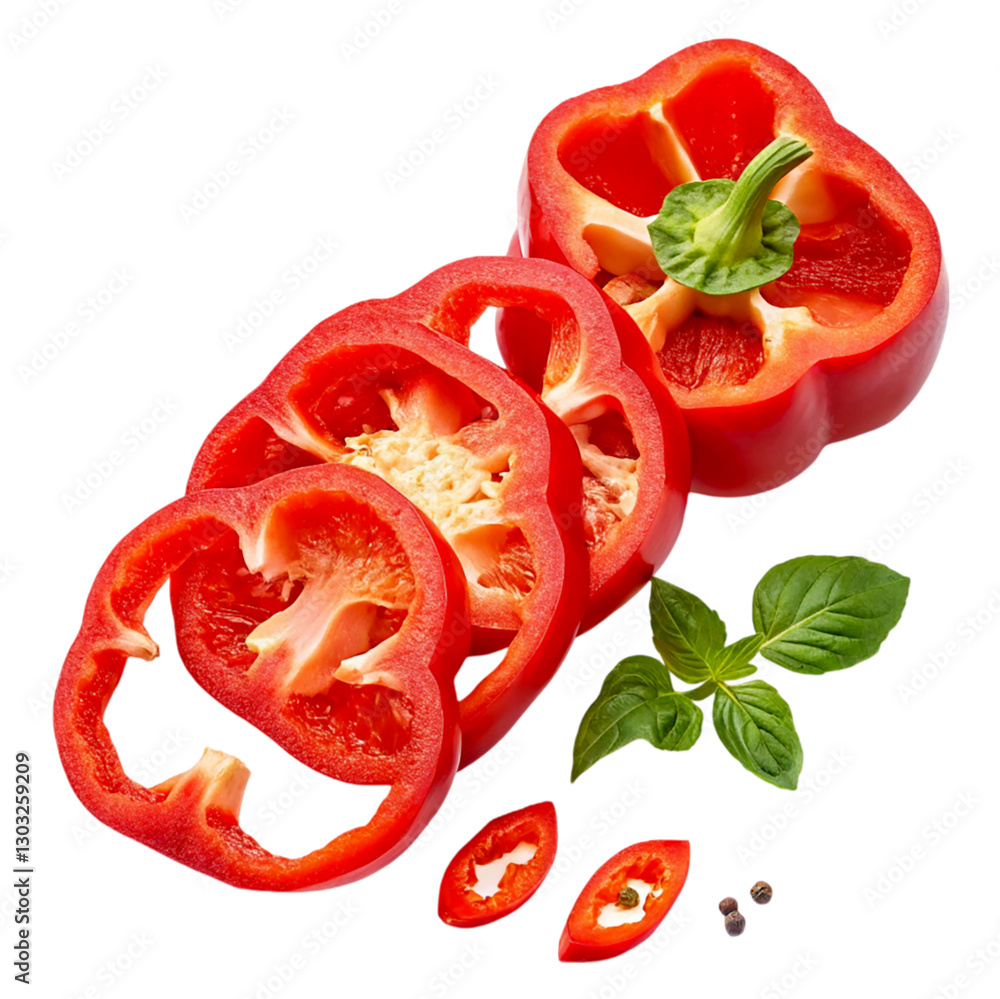 Capsicum with slice on a transparent background Capsicum with slice on a transparent background