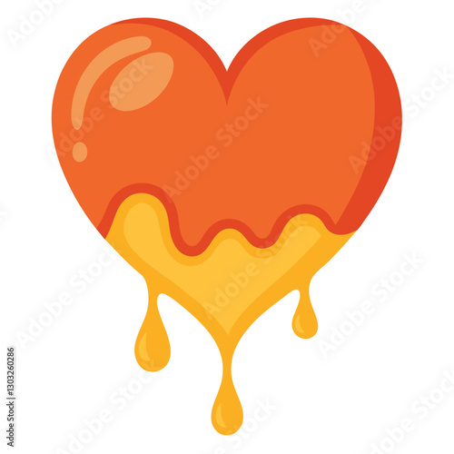 a surreal melting heart with liquid gold dripping