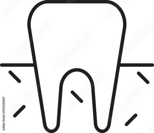 Tooth illustration with root detail line icon