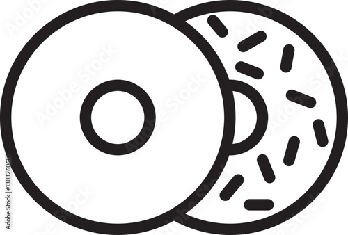 Donuts with sprinkles and plain design line icon