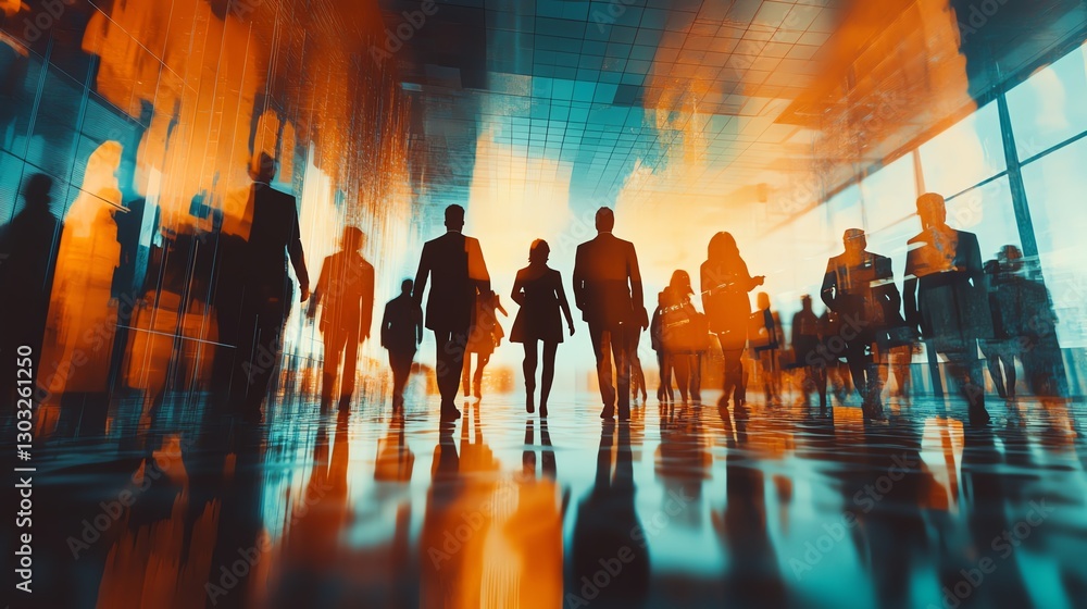 Double exposure image of many business people teamg group silhouette office background. Double exposure image of many business people teamg group silhouette office background.