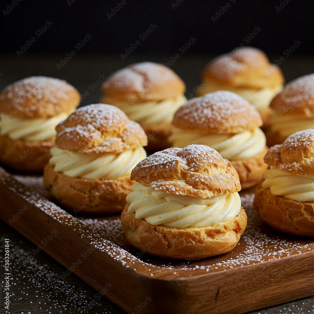 Fresh Cream Puffs with Vanilla Custard Filling Fresh Cream Puffs with Vanilla Custard Filling