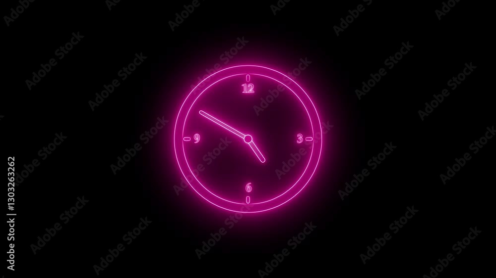 Glowing Neon Rainbow Clock Animation, A glowing neon clock isolated with rainbow colors on a black background Glowing Neon Rainbow Clock Animation, A glowing neon clock isolated with rainbow colors on a black background