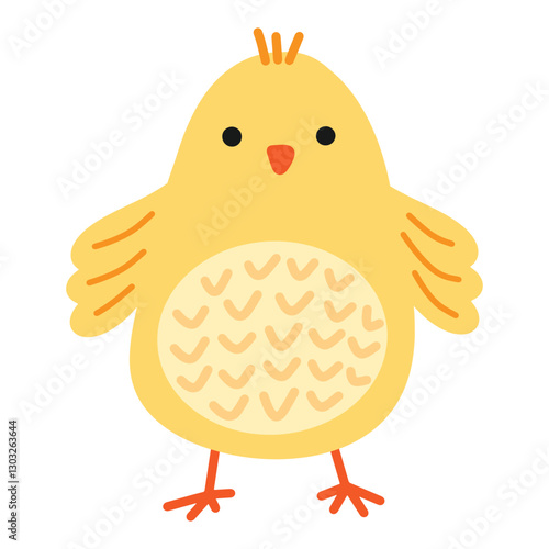 Cute baby chicken doodle simple naive style vector illustration. Farm animal bird kawaii character. Vector Easter clipart isolated on white background