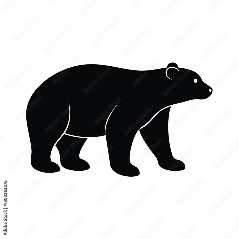 Fototapeta premium Polar Bear Silhouette Vector Art Illustration and Polar Bear Minimalist Black Color Design