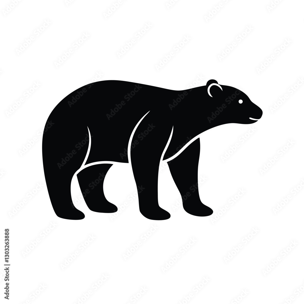 Fototapeta premium Polar Bear Silhouette Vector Art Illustration and Polar Bear Minimalist Black Color Design