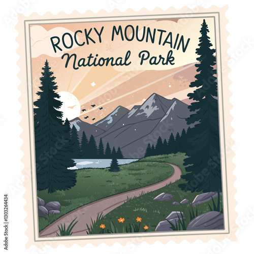 Rocky Mountain Stamp Vector