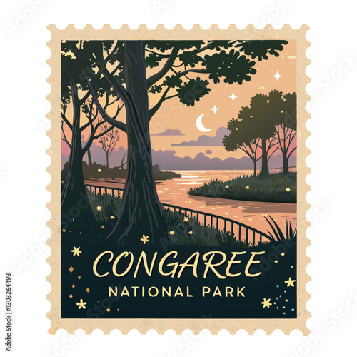 Congaree National Park Souvenir Postage Stamp Vector