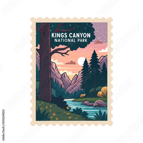 Kings Canyon National Park Souvenir Postage Stamp Vector photo