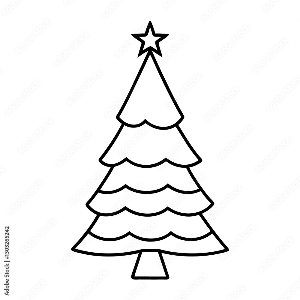 Fototapeta premium vector line drawing Christmas tree
