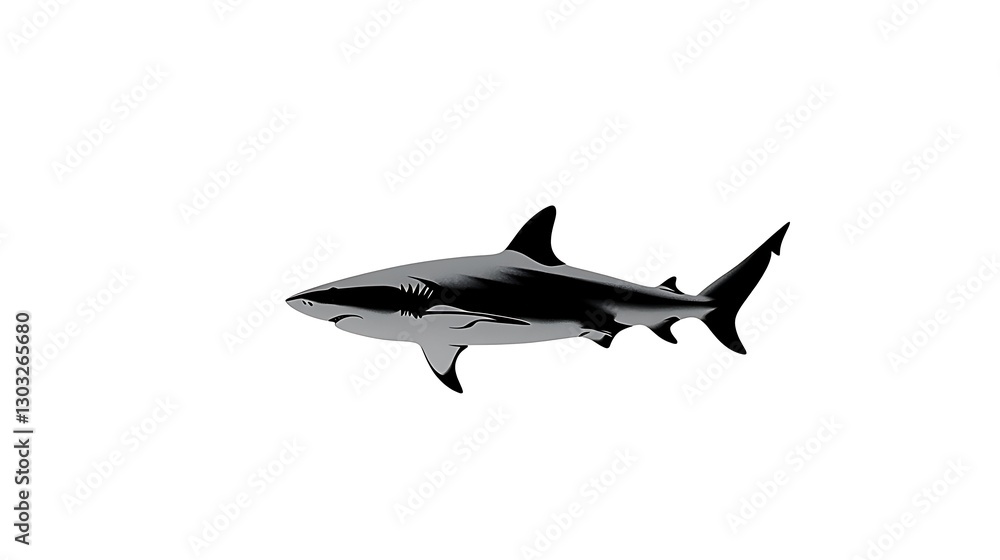 Shark swims in the ocean, isolated Shark swims in the ocean, isolated