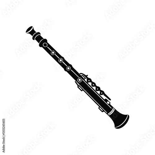 Flute silhouette isolated on white background