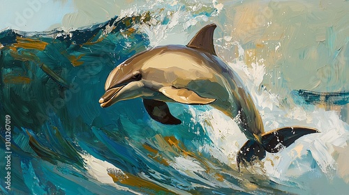 Majestic Dolphin Leaping Ocean Wave