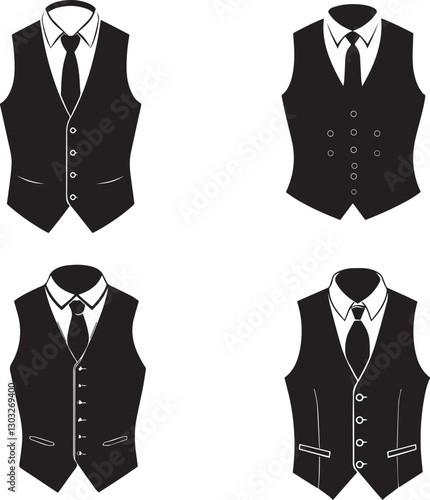 Silhouette of Classic Formal Vest  with black tye