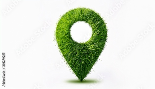 green grass location pin on white background location pin made of green grass green location pin