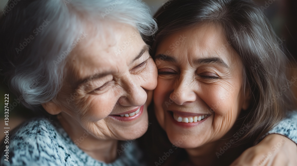 Two women are hugging each other Two women are hugging each other
