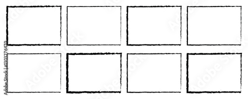 Rectangle borders collections. Collection of black paint brush stroke white background, Ink empty black boxes set. Rectangle borders collections. 