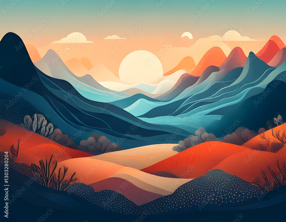 sunset in mountains