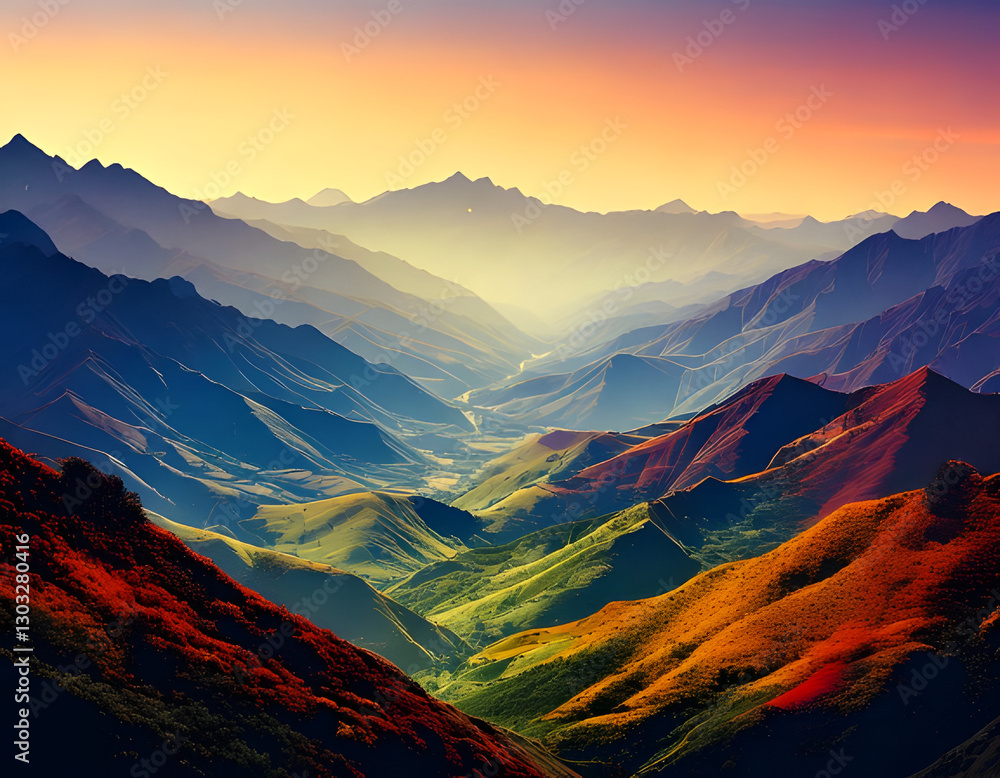 sunset in the mountains