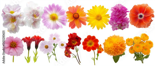 Bunte Blumenarrangements in verschiedenen Farben für fröhliche Dekoration

