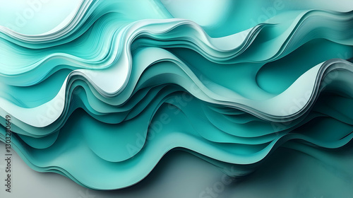 Abstract teal wavy layered folds