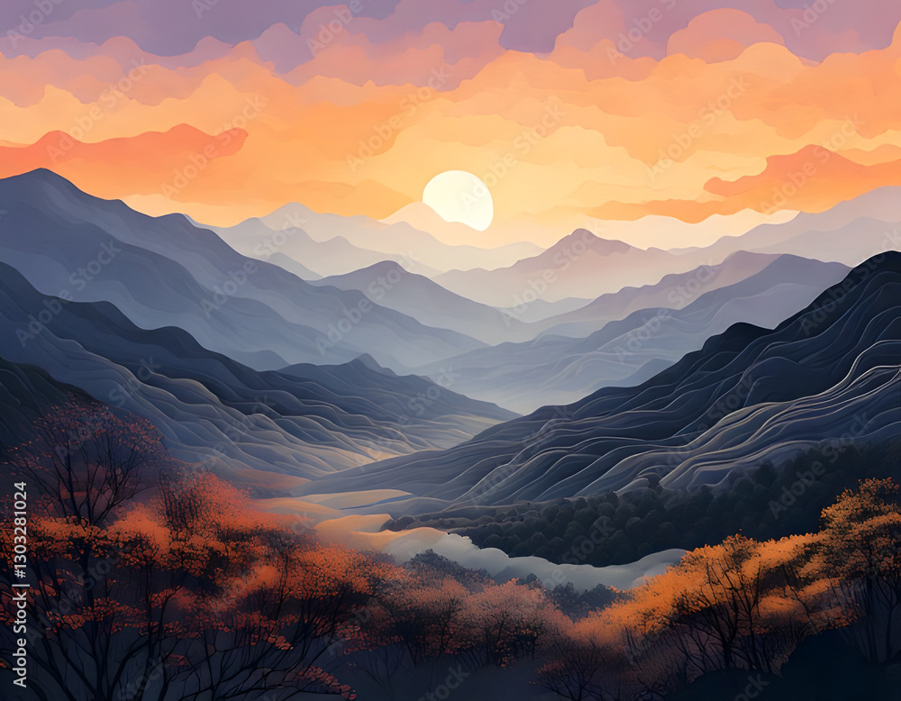 sunset in the mountains