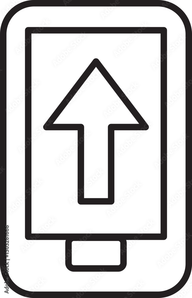 Mobile phone with upload arrow icon line icon