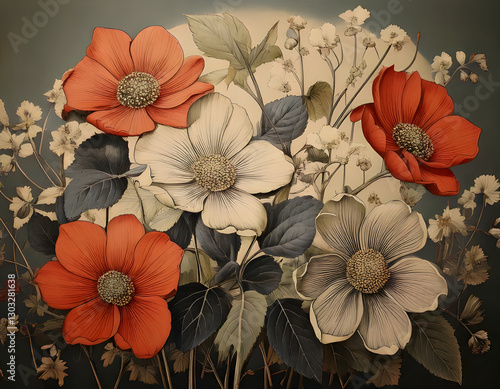 Obraz na płótnie vintage floral background w salonie