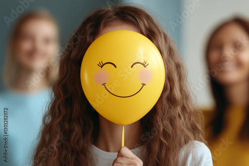 A cheerful celebration of the International Day of Happiness, featuring smiling faces, positive energy, and uplifting emotions, promoting global well-being and joy.  
