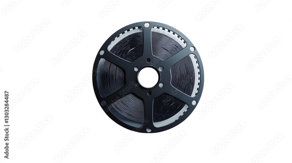 Fototapeta premium Vintage cinema film reel on black background