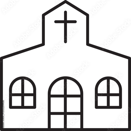 Simple church outline illustration line icon