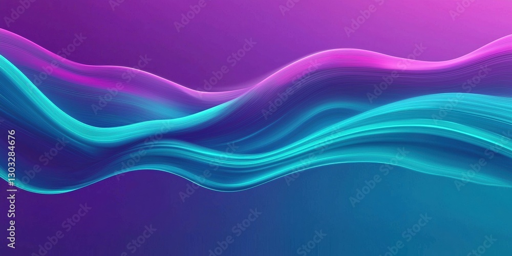 Naklejka premium Vibrant purple and teal gradient background with flowing waves, creating an elegant design