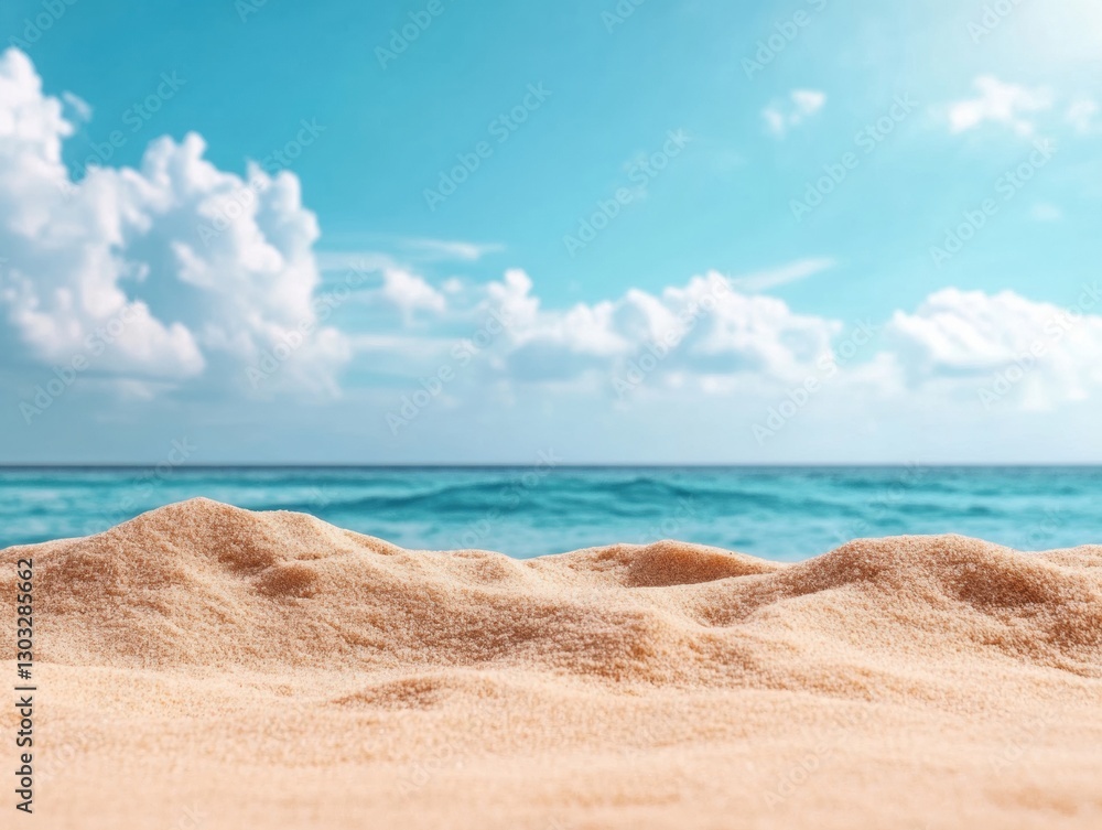Soft sandy beach with gentle waves and bright blue sky during a sunny day Soft sandy beach with gentle waves and bright blue sky during a sunny day
