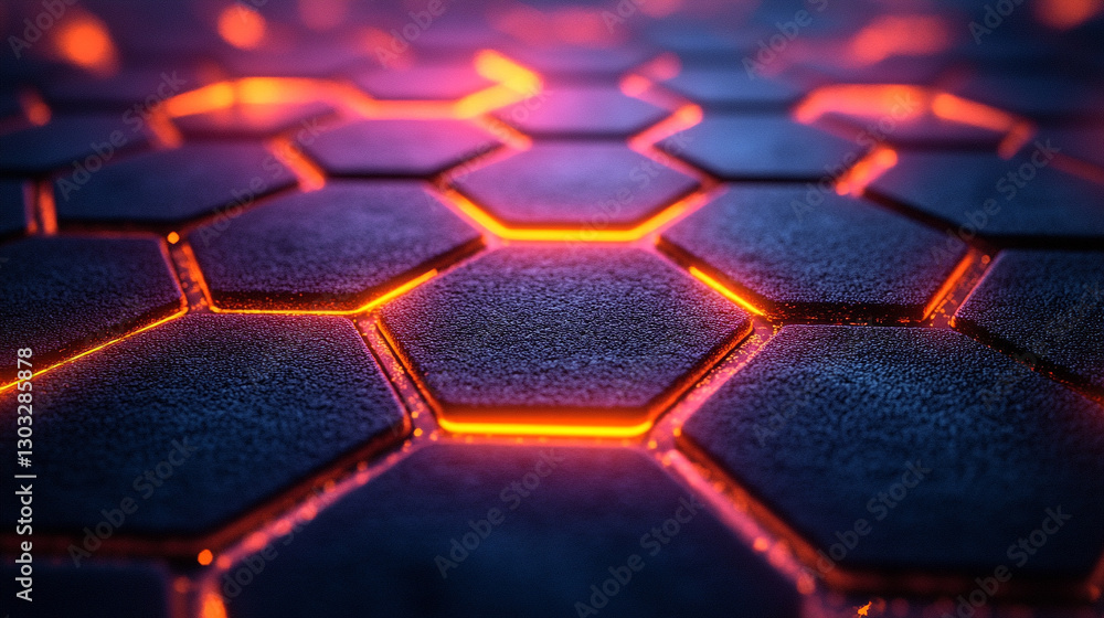 A futuristic background featuring glowing neon hexagons set against a black honeycomb carbon texture, symbolizing innovation, technology, and the digital age A futuristic background featuring glowing neon hexagons set against a black honeycomb carbon texture, symbolizing innovation, technology, and the digital age