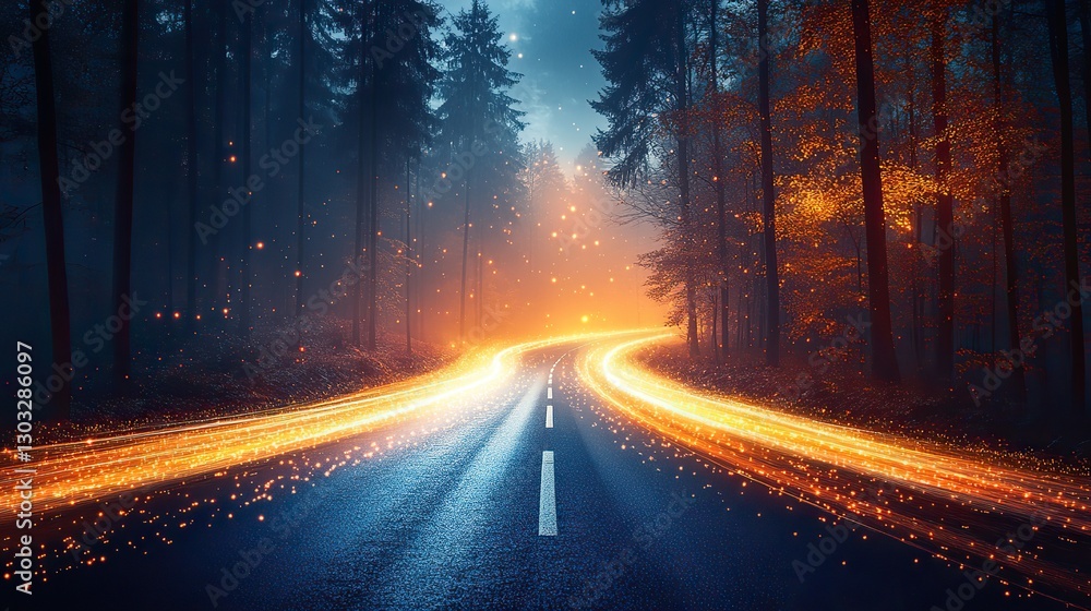 Fototapeta premium light trails on the road