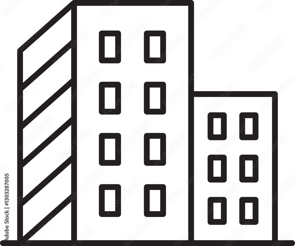 Buildings in a simple urban design line icon Buildings in a simple urban design line icon