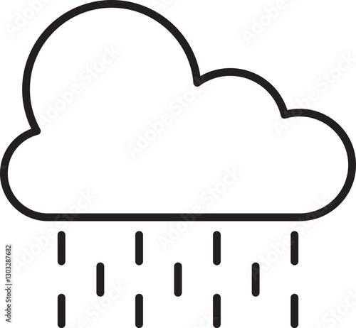 Rain cloud illustration with falling droplets line icon