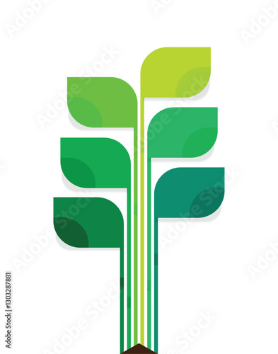 green ecology leaf infographic line process with template .for infographics design template