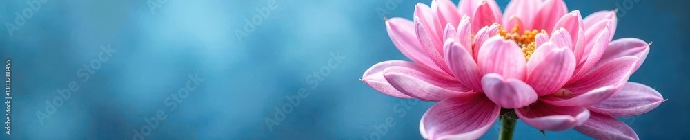 Delicate pink chrysanthemum petals unfolding on a blue canvas, delicate, abstract Delicate pink chrysanthemum petals unfolding on a blue canvas, delicate, abstract