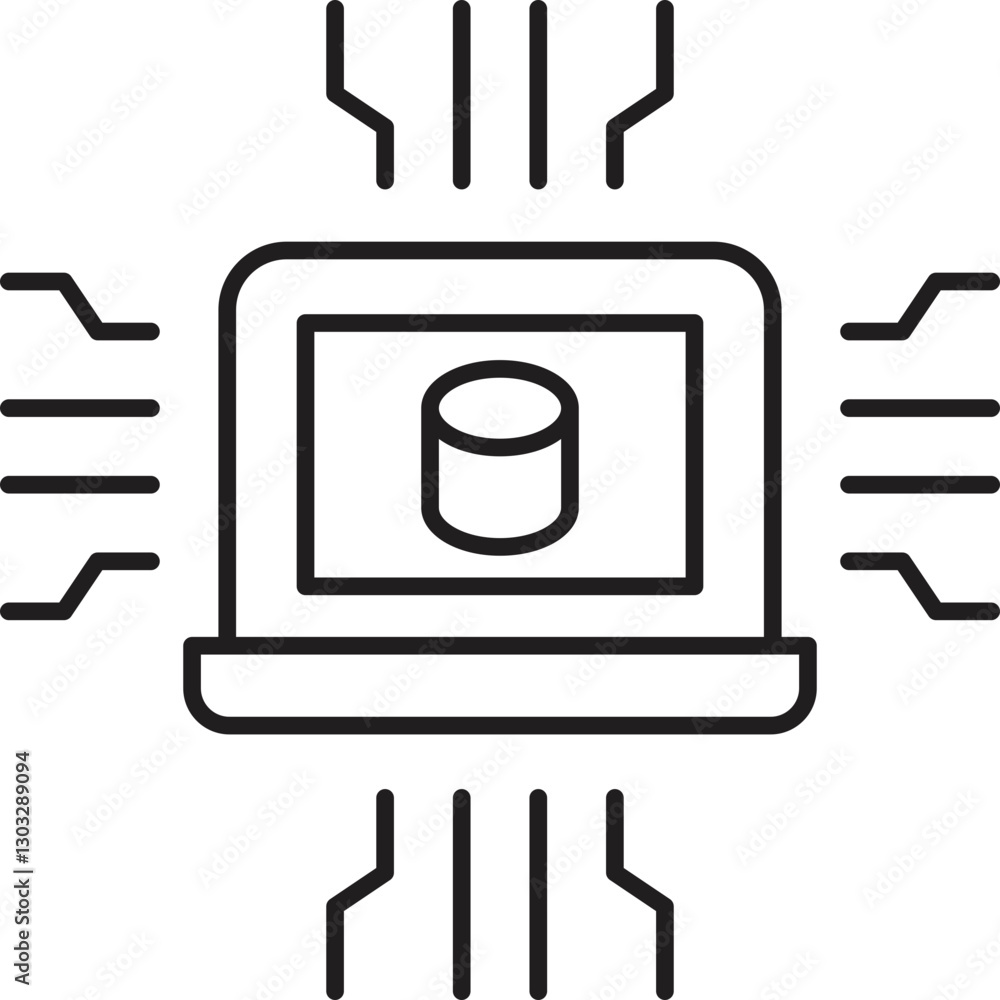 Digital database concept illustration line icon Digital database concept illustration line icon