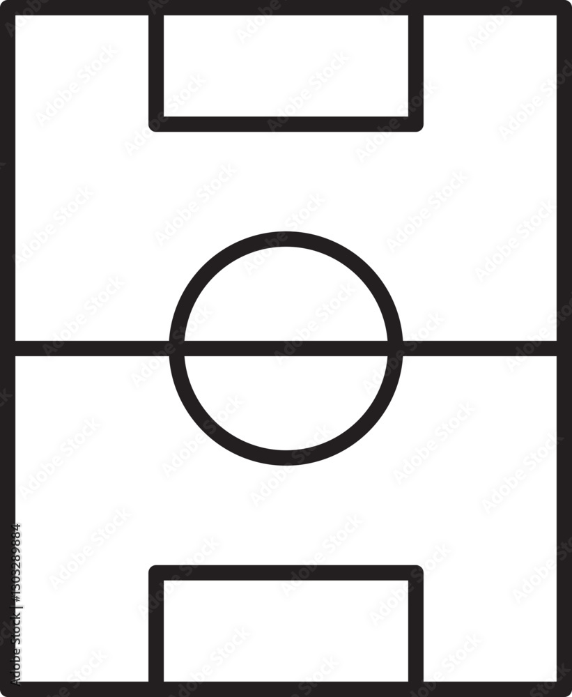Soccer field outline illustration line icon Soccer field outline illustration line icon