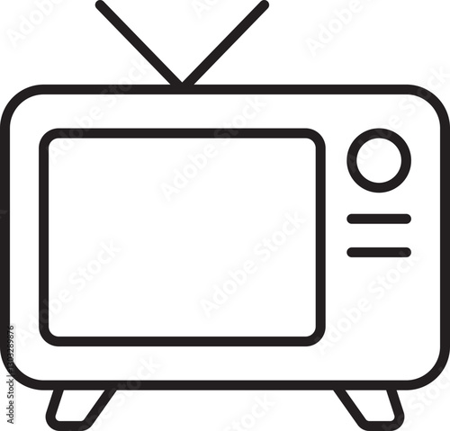 Vintage television set illustration line icon