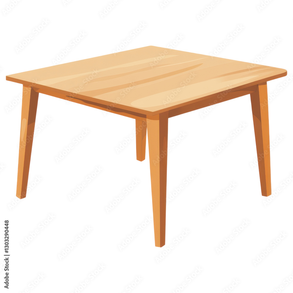 Wooden dining table with Scandinavian style and simple design clip art on a transparency background Wooden dining table with Scandinavian style and simple design clip art on a transparency background