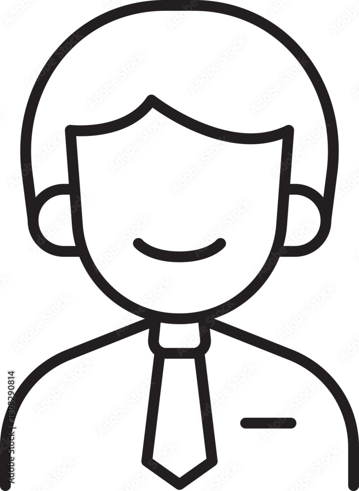 Line art illustration of a smiling businessman line icon Line art illustration of a smiling businessman line icon