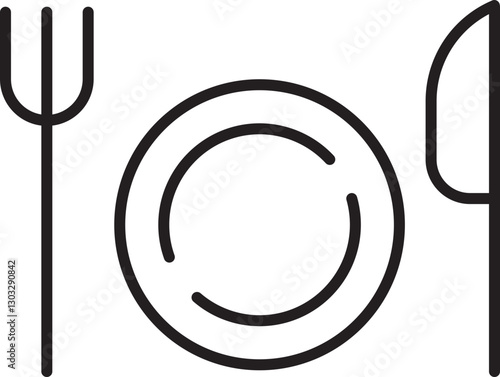 Minimalist dining table setting illustration line icon