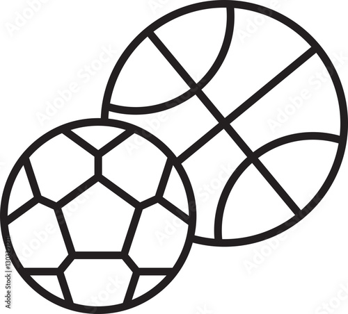 Sports balls illustration design line icon