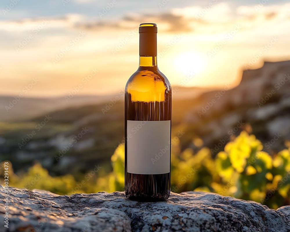 Sunset Wine Bottle Vineyard Rock Sunset Wine Bottle Vineyard Rock
