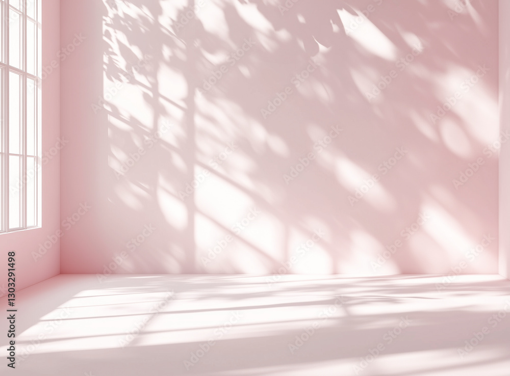 Empty room with large windows and soft sunlight. Shadows create a warm and peaceful atmosphere. Empty room with large windows and soft sunlight. Shadows create a warm and peaceful atmosphere.