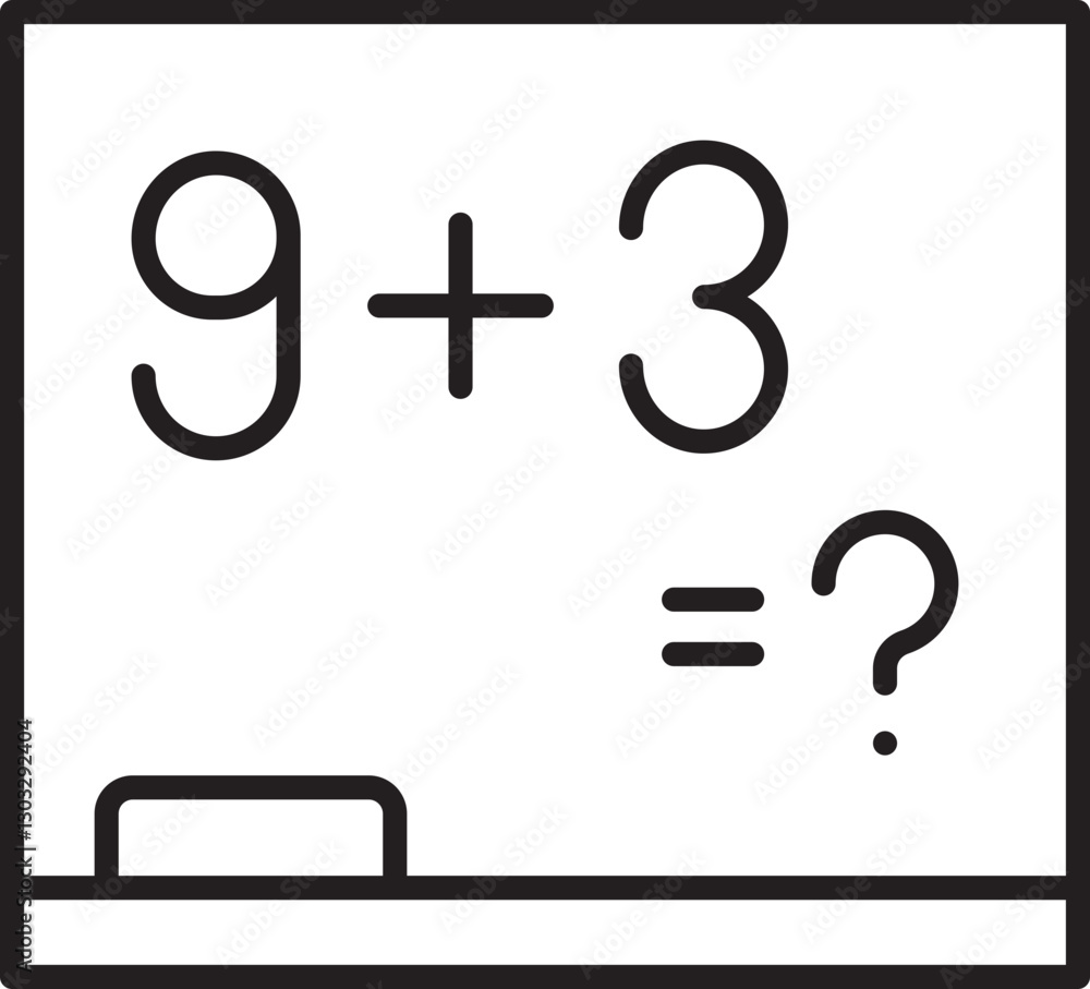 Math equation on a chalkboard line icon Math equation on a chalkboard line icon