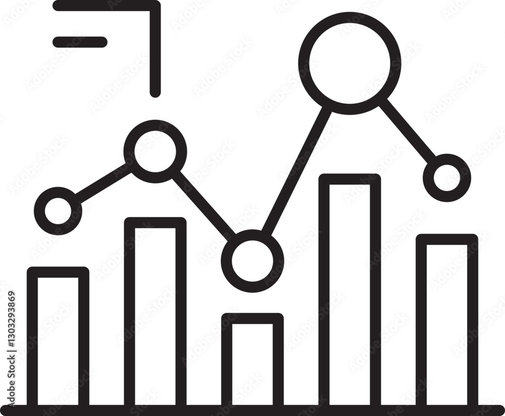 Data visualization with graphs and charts line icon Data visualization with graphs and charts line icon